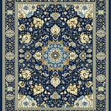 Ultra Soft Area Rug, Non Slip, Stain Resistant, Washable Area Rugs for Living Room, Bedroom, Classic Tiled Floral Presentation(Blue)