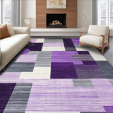 Ultra Soft Area Rug, Non Slip, Stain Resistant, Washable Area Rugs for Living Room, Bedroom, Minimalist Ogee Pattern Composition(Purple)