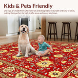Ultra Soft Area Rug, Non Slip, Stain Resistant, Washable Area Rugs for Living Room, Bedroom, Rustic Handcrafted Petal Arrangement(Red)