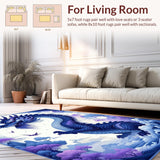 Ultra Soft Area Rug, Non Slip, Stain Resistant, Washable Area Rugs for Living Room, Bedroom, Striking Dragon Graphic Composition(Blue)