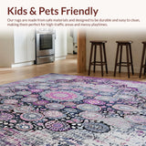 Ultra Soft Area Rug, Non Slip, Stain Resistant, Washable Area Rugs for Living Room, Bedroom, Boho Mosaic Area Rug Featuring Distressed Medallions And Artistic Symmetry(Gray)