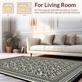 Ultra Soft Area Rug, Non Slip, Stain Resistant, Washable Area Rugs for Living Room, Bedroom, Boho Black and Ivory Meditation Space Rug(Black)