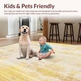 Ultra Soft Area Rug, Non Slip, Stain Resistant, Washable Area Rugs for Living Room, Bedroom, Abstract Floral Beige Yellow Area for Entryway(Yellow)