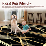 Ultra Soft Area Rug, Non Slip, Stain Resistant, Washable Area Rugs for Living Room, Bedroom, Sophisticated Black and Gold Fusion(Gold)