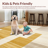 Ultra Soft Area Rug, Non Slip, Stain Resistant, Washable Area Rugs for Living Room, Bedroom, Minimalist Beige and Gold Geometric Patterned Area for Style(Gold)