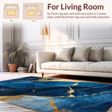Ultra Soft Area Rug, Non Slip, Stain Resistant, Washable Area Rugs for Living Room, Bedroom, Dynamic Fluid Artful Composition(Blue)