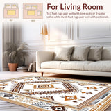 Ultra Soft Area Rug, Non Slip, Stain Resistant, Washable Area Rugs for Living Room, Bedroom, Chic Modern Ethnic Pattern(White)