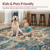 Ultra Soft Area Rug, Non Slip, Stain Resistant, Washable Area Rugs for Living Room, Bedroom, Rustic Vintage Medallion Design(Beige)