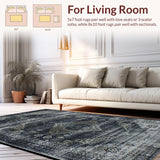 Ultra Soft Area Rug, Non Slip, Stain Resistant, Washable Area Rugs for Living Room, Bedroom, Chic Faded Diamond Arrangement(Gray)