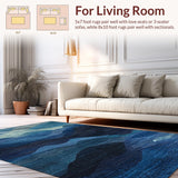 Ultra Soft Area Rug, Non Slip, Stain Resistant, Washable Area Rugs for Living Room, Bedroom, Geometric Spotted Ocean Rug(Blue)