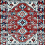 Ultra Soft Area Rug, Non Slip, Stain Resistant, Washable Area Rugs for Living Room, Bedroom, Vibrant Southwestern Symmetrical Motif(Red)