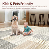 Ultra Soft Area Rug, Non Slip, Stain Resistant, Washable Area Rugs for Living Room, Bedroom, Stylish Distressed Cozy Vibe(Beige)