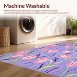 Ultra Soft Area Rug, Non Slip, Stain Resistant, Washable Area Rugs for Living Room, Bedroom, Bright Tulip Springtime Visual Delight(Purple)