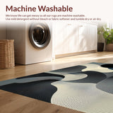 Ultra Soft Area Rug, Non Slip, Stain Resistant, Washable Area Rugs for Living Room, Bedroom, Artistic Fluid Lines Aesthetic(Gray)