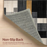 Ultra Soft Area Rug, Non Slip, Stain Resistant, Washable Area Rugs for Living Room, Bedroom, Abstract Earth Tone Geometric Art(Black)