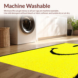 Ultra Soft Area Rug, Non Slip, Stain Resistant, Washable Area Rugs for Living Room, Bedroom, Vivid Retro Smiley Aesthetic(Yellow)