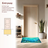 Ultra Soft Area Rug, Non Slip, Stain Resistant, Washable Area Rugs for Living Room, Bedroom, Under the Sea Adventure Ocean Themed Round Carpet(Blue)