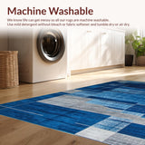 Ultra Soft Area Rug, Non Slip, Stain Resistant, Washable Area Rugs for Living Room, Bedroom, Chic Blue Tiled Pattern Aesthetic(Blue)