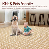 Ultra Soft Area Rug, Non Slip, Stain Resistant, Washable Area Rugs for Living Room, Bedroom, Stylish Beige Geometric Motif(Beige)