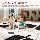 Ultra Soft Area Rug, Non Slip, Stain Resistant, Washable Area Rugs for Living Room, Bedroom, Contemporary Mocha Hues Area with Distinctive Abstract Print(White)
