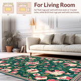 Ultra Soft Area Rug, Non Slip, Stain Resistant, Washable Area Rugs for Living Room, Bedroom, Playful Multi-Colored Medallion Blend(Green)