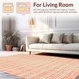 Ultra Soft Area Rug, Non Slip, Stain Resistant, Washable Area Rugs for Living Room, Bedroom, Modern Rustic Geometric Accent Piece(Orange)