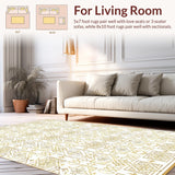 Ultra Soft Area Rug, Non Slip, Stain Resistant, Washable Area Rugs for Living Room, Bedroom, Elegant Shaggy Diamond Motif(Gold)