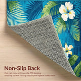 Ultra Soft Area Rug, Non Slip, Stain Resistant, Washable Area Rugs for Living Room, Bedroom, Serene Coastal Floral Area Rug with Lush Tropical Motifs(Blue)