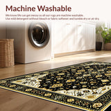 Ultra Soft Area Rug, Non Slip, Stain Resistant, Washable Area Rugs for Living Room, Bedroom, Rustic Taffeta Abstract Harmony(Black)