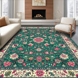 Ultra Soft Area Rug, Non Slip, Stain Resistant, Washable Area Rugs for Living Room, Bedroom, Radiant Vintage Ogee Design(Green)