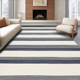 Ultra Soft Area Rug, Non Slip, Stain Resistant, Washable Area Rugs for Living Room, Bedroom, Stylish Contemporary Graphic Stripe Expression(White)