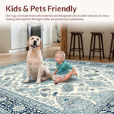 Ultra Soft Area Rug, Non Slip, Stain Resistant, Washable Area Rugs for Living Room, Bedroom, Chic Glam Paisley Aesthetic(Ivory)