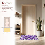 Ultra Soft Area Rug, Non Slip, Stain Resistant, Washable Area Rugs for Living Room, Bedroom, Trendy Minimalist Color Contrast(Purple)