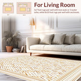 Ultra Soft Area Rug, Non Slip, Stain Resistant, Washable Area Rugs for Living Room, Bedroom, Beige Boho Trellis Featuring Non Shedding Layered Diamond Motifs(Beige)