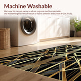 Ultra Soft Area Rug, Non Slip, Stain Resistant, Washable Area Rugs for Living Room, Bedroom, Art Deco Golden Scales Motif(Black)