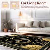 Ultra Soft Area Rug, Non Slip, Stain Resistant, Washable Area Rugs for Living Room, Bedroom, Gothic Animal Motif Elegance(Black)