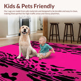 Ultra Soft Area Rug, Non Slip, Stain Resistant, Washable Area Rugs for Living Room, Bedroom, Chic Striped Cheetah Style(Pink)