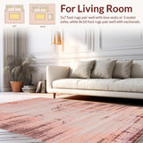 Ultra Soft Area Rug, Non Slip, Stain Resistant, Washable Area Rugs for Living Room, Bedroom, Stylish Soft-Coral Fluid Motif(Pink)