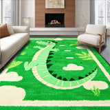 Ultra Soft Area Rug, Non Slip, Stain Resistant, Washable Area Rugs for Living Room, Bedroom, Charming Animal Print Green Design(Green)