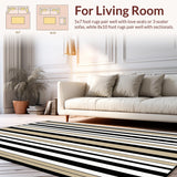 Minimalist Linear Stripe with Contrasting Black and Beige Bands(Beige)