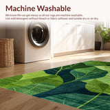 Ultra Soft Area Rug, Non Slip, Stain Resistant, Washable Area Rugs for Living Room, Bedroom, Green Moss Floral Bathroom Rug for Nature-Themed Decor(Green)