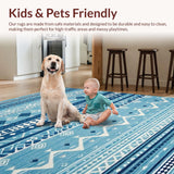 Ultra Soft Area Rug, Non Slip, Stain Resistant, Washable Area Rugs for Living Room, Bedroom, Sleek Modern Textured Design(Blue)