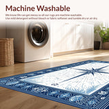 Ultra Soft Area Rug, Non Slip, Stain Resistant, Washable Area Rugs for Living Room, Bedroom, Lively Ocean Wave Decorative Style(Blue)