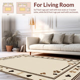 Ultra Soft Area Rug, Non Slip, Stain Resistant, Washable Area Rugs for Living Room, Bedroom, Elegant Low Pile Textured Arrangement(Beige)
