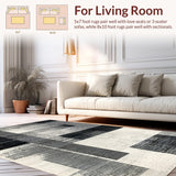 Ultra Soft Area Rug, Non Slip, Stain Resistant, Washable Area Rugs for Living Room, Bedroom, Artisan Stripe Rug with Asymmetric Linear Graphics and Abstract Touch(Gray)