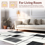 Ultra Soft Area Rug, Non Slip, Stain Resistant, Washable Area Rugs for Living Room, Bedroom, Artistic Silver and Black Fusion(Black)
