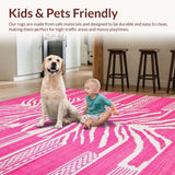 Ultra Soft Area Rug, Non Slip, Stain Resistant, Washable Area Rugs for Living Room, Bedroom, Trendy Light Pink Zebra Motif(Pink)