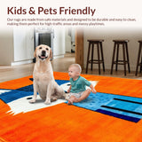 Ultra Soft Area Rug, Non Slip, Stain Resistant, Washable Area Rugs for Living Room, Bedroom, Dynamic Animated Wolf Imagery(Orange)