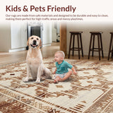 Ultra Soft Area Rug, Non Slip, Stain Resistant, Washable Area Rugs for Living Room, Bedroom, Chic Contemporary Linear Elements(Brown)
