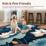 Ultra Soft Area Rug, Non Slip, Stain Resistant, Washable Area Rugs for Living Room, Bedroom, Modern Tropical Abstract Design(Blue)